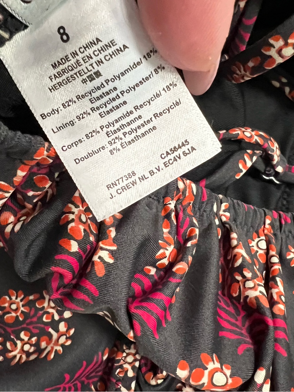 J Crew Ruched Cutout One Piece Swimsuit Cocoa Block Print Sz 8 - Picture 6 of 7